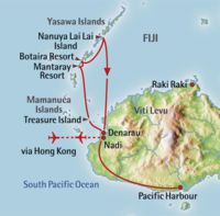 Kaart en route van Fiji Discovery reis met Hong Kong