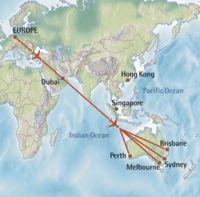 Kaart en route van Australië Flycamper reis - Vrijheid ten top!
