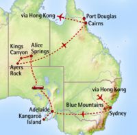 Kaart en route van Australië Exclusief