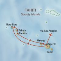 Kaart en route van Frans-Polynesië Kontiki reis met Air France