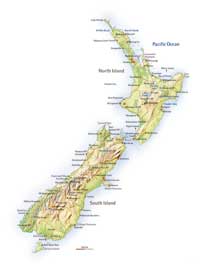 Kaart van Nieuw-Zeeland