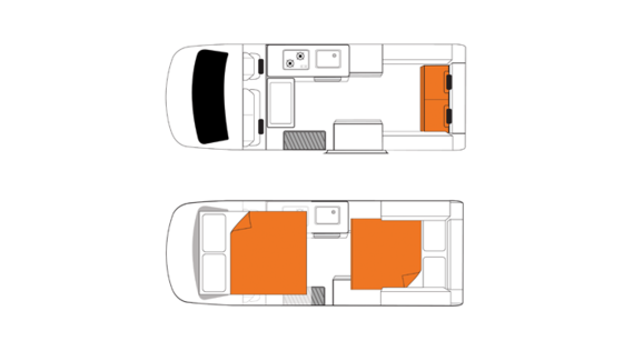 Britz Voyager Interieur Britz Voyager Interieur | campers huren in Nieuw-Zeeland