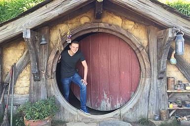 Hobbiton Mike op de set in Hobbiton | rondreizen Nieuw-Zeeland