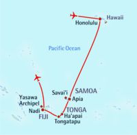 Kaart en route van Sympfonie - Hawaii, Samoa, Tonga en Fiji