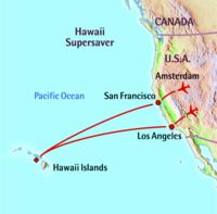 Kaart en route van Supersaver Hawaii en Amerika